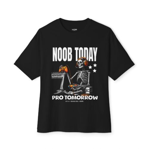 Unisex Oversized Boxy Tee - 'Noob Today, Pro Tomorrow' Gaming Graphic Tee